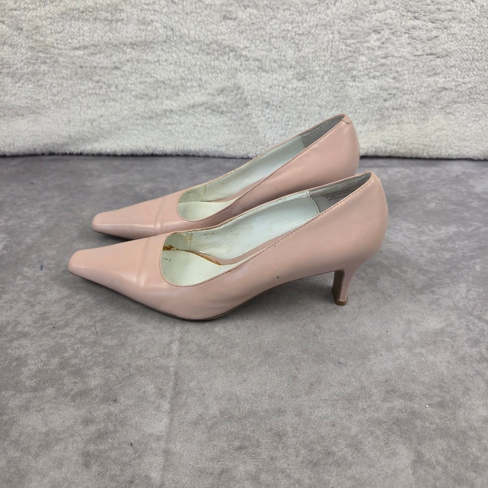Etienne Aigner Womens Pink Leather Pointed Toe Kitten Heel Pumps Size 7.5 M